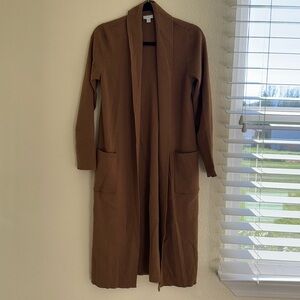 J. Jill Dark Brown Long Wool Blend Cardigan SZ XS